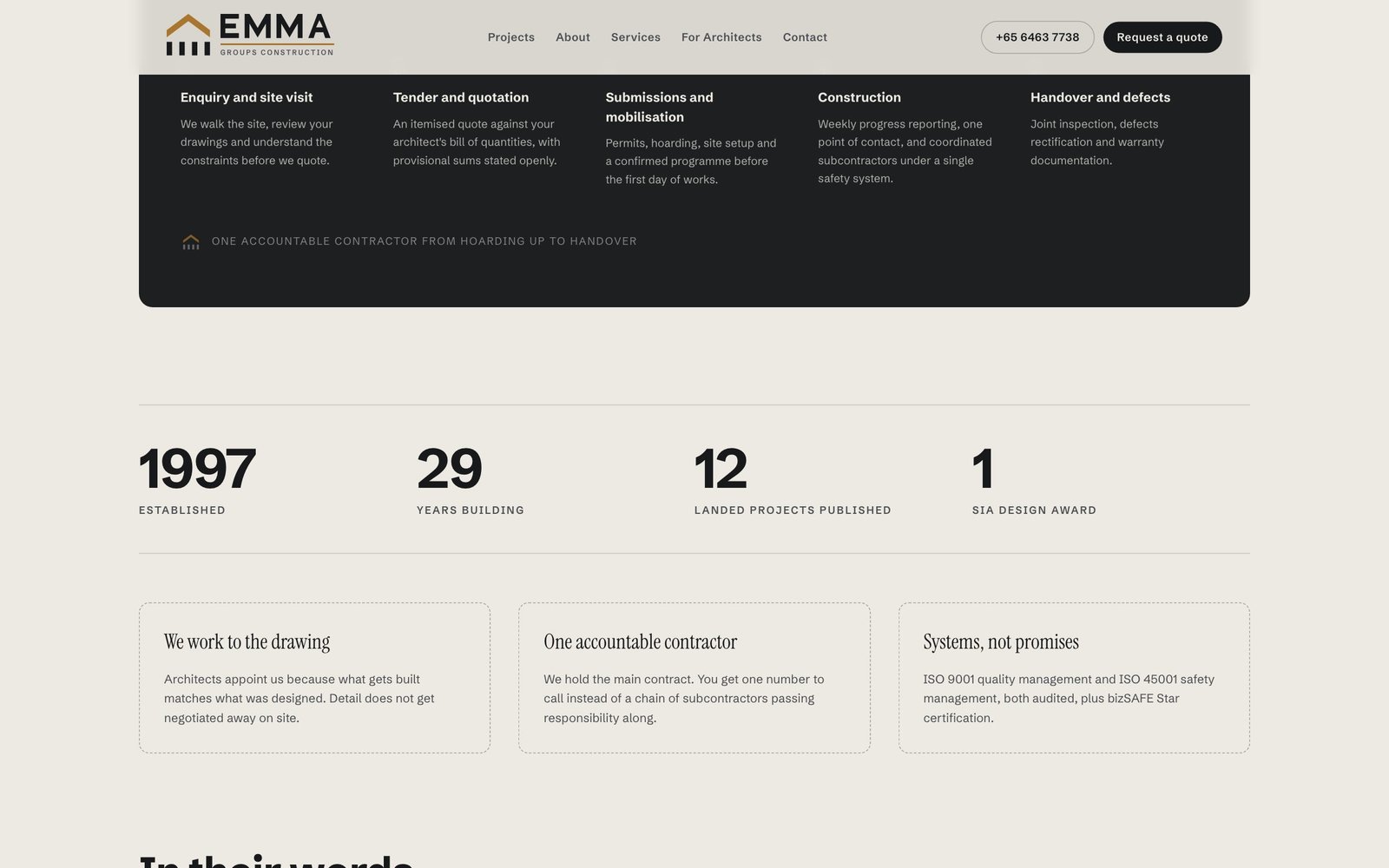 Emma Groups process panel and company statistics