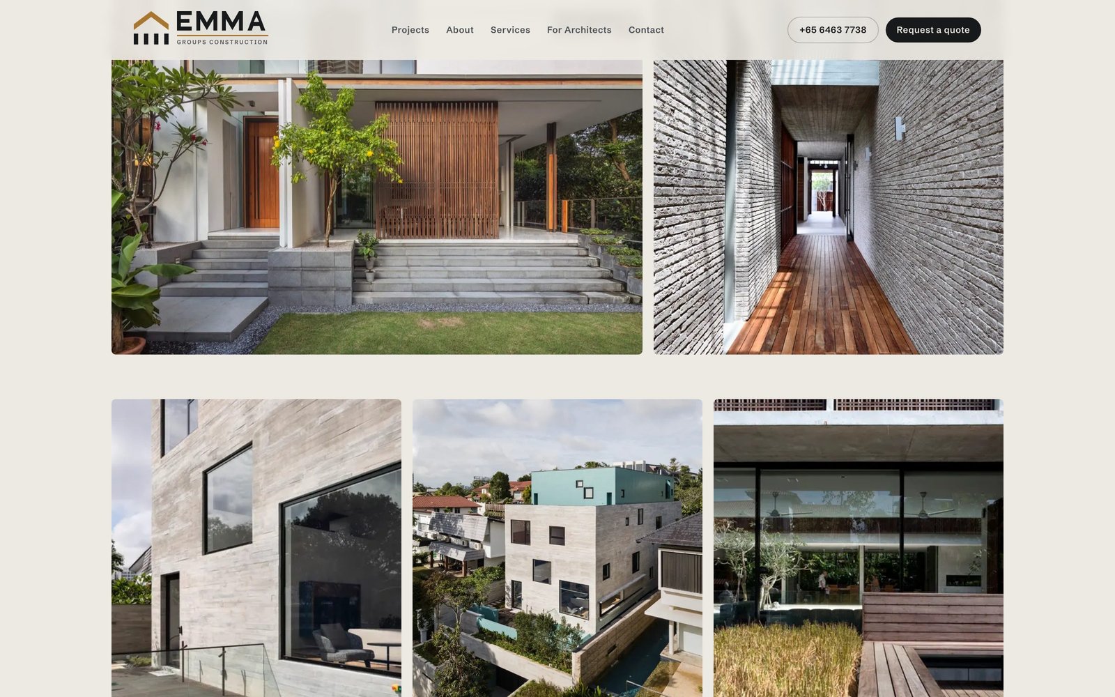 Emma Groups selected work section with landed house photography