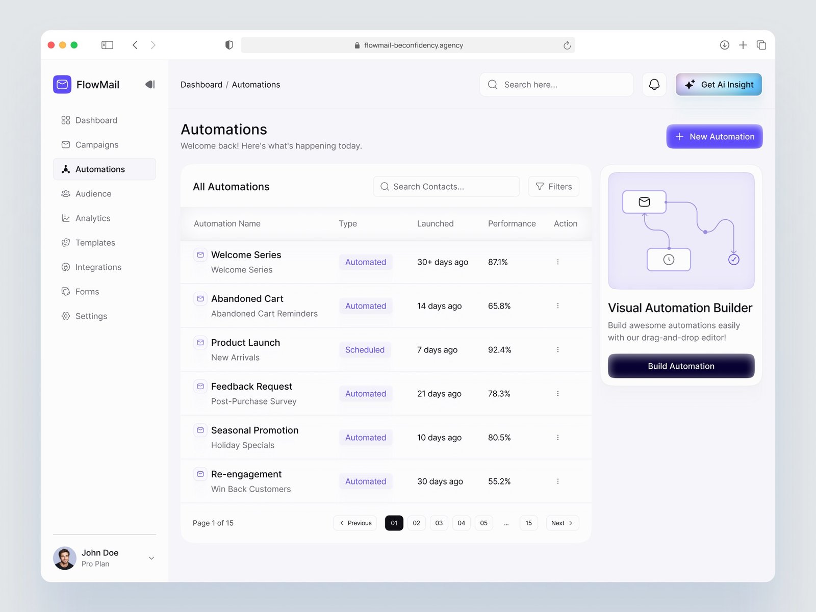 FlowMail automation flow builder design